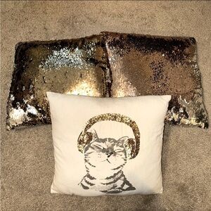 3 decorative sequin accent pillows